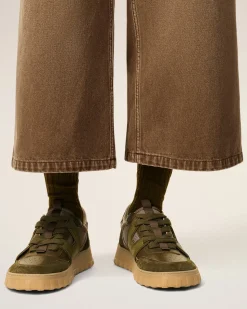 Baskets A Walk Vertes Basses En Cuir Lisse