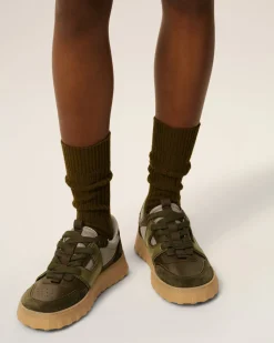 Baskets A Walk Vertes Basses En Cuir Lisse