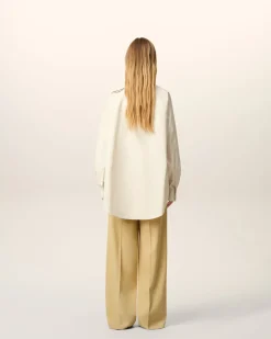 Blouse Blanche Col Bandana Manches Longues En Coton