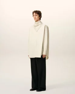 Blouse Blanche Col Bandana Manches Longues En Coton