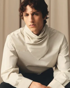 Blouse Blanche Col Bandana Manches Longues En Coton