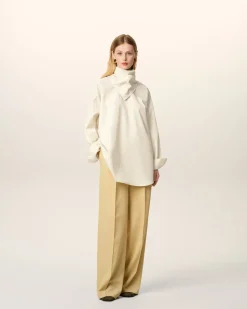 Blouse Blanche Col Bandana Manches Longues En Coton