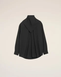 Blouse Noire Col Bandana Manches Longues En Laine