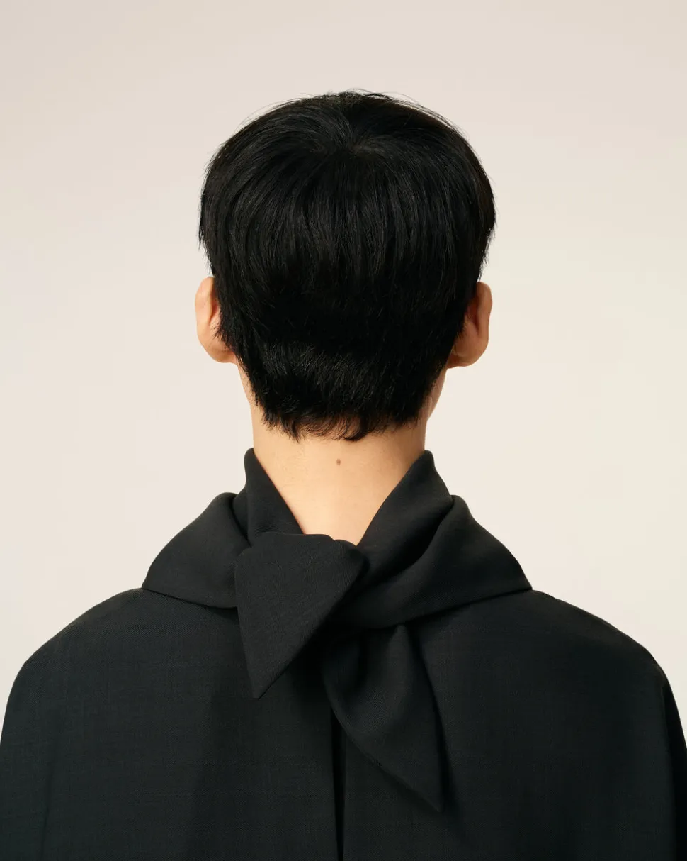 Blouse Noire Col Bandana Manches Longues En Laine