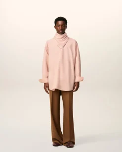 Blouse Rose Col Bandana Manches Longues En Coton