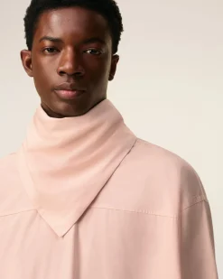 Blouse Rose Col Bandana Manches Longues En Coton