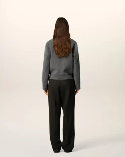 Blouson Gris Boule Boutonné En Laine