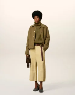 Blouson Vert Boule Boutonné En Laine