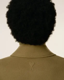 Blouson Vert Boule Boutonné En Laine