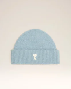 Bonnet Bleu Ami De Coeur En Alpaga Rayé