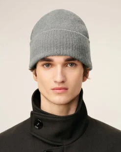 Bonnet Gris Ami De Coeur En Alpaga Rayé