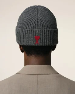 Bonnet Gris Ami De Coeur En Laine Mérinos