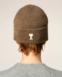 Bonnet Marron Ami De Coeur En Alpaga Rayé