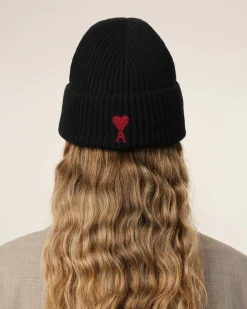 Bonnet Noir Ami De Coeur En Laine Mérinos
