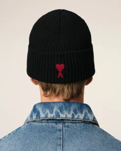 Bonnet Noir Ami De Coeur En Laine Mérinos