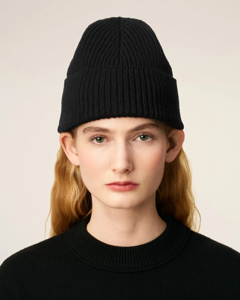Bonnet Noir Ami De Coeur En Laine