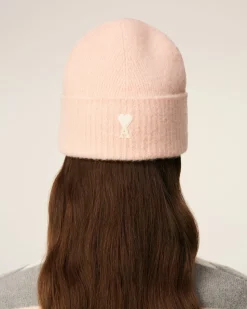Bonnet Rose Ami De Coeur En Alpaga Rayé