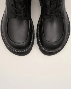 Boots Noires A Lacets A Bout Anatomique En Cuir