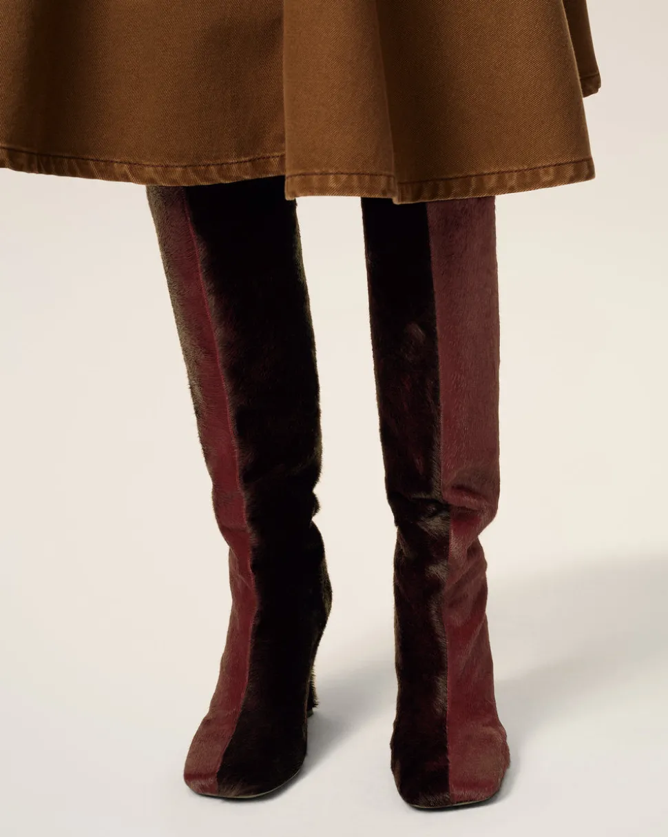 Bottes Bordeaux Bicolores En Cuir