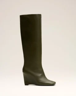 Bottes Vertes Bicolores En Cuir