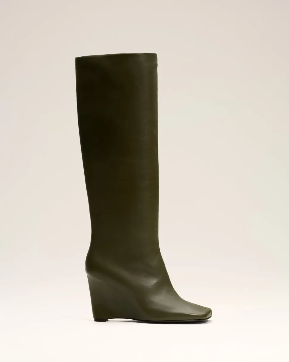 Bottes Vertes Bicolores En Cuir