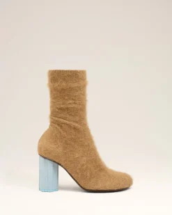 Bottines Piano Marron En Maille De Mohair