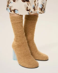 Bottines Piano Marron En Maille De Mohair