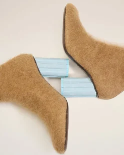 Bottines Piano Marron En Maille De Mohair