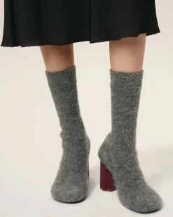 Bottines Piano Noires En Maille De Mohair