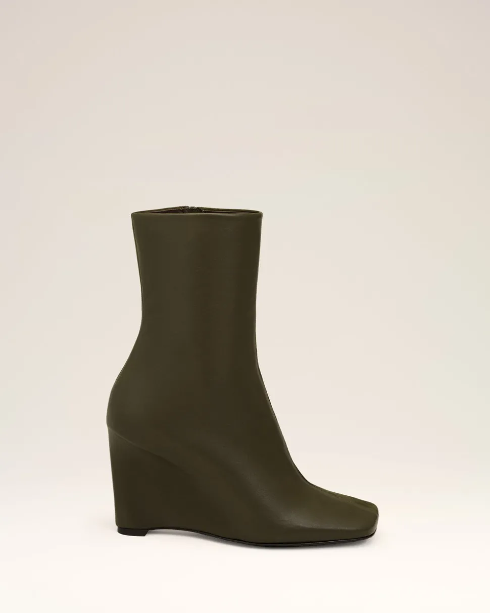 Bottines Vertes Bicolores En Cuir