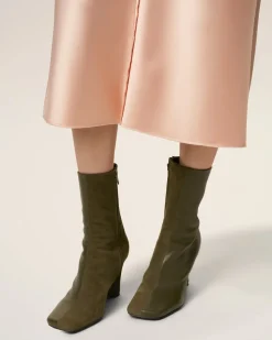 Bottines Vertes Bicolores En Cuir