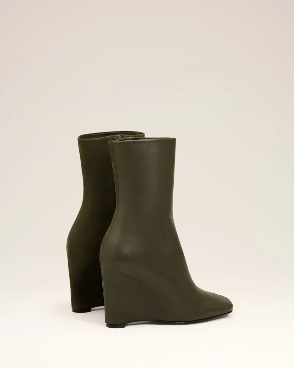 Bottines Vertes Bicolores En Cuir