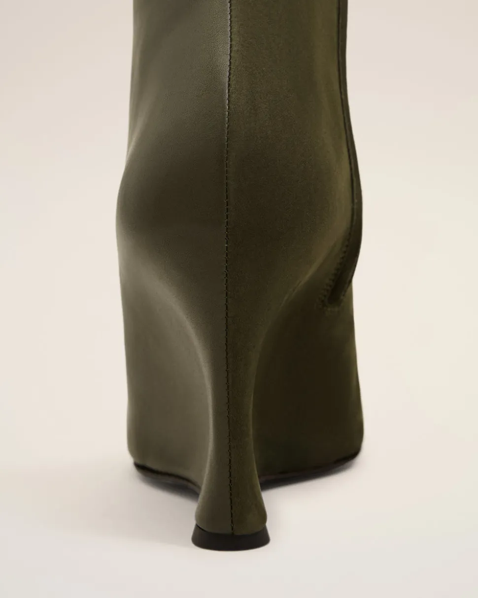 Bottines Vertes Bicolores En Cuir