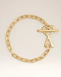 Bracelet Doré Ami De Coeur Martelé En Laiton
