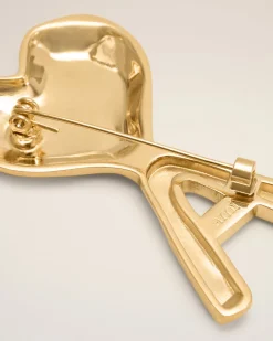 Broche Doreé Ami De Coeur Martelée En Laiton