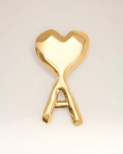 Broche Doreé Ami De Coeur Martelée En Laiton