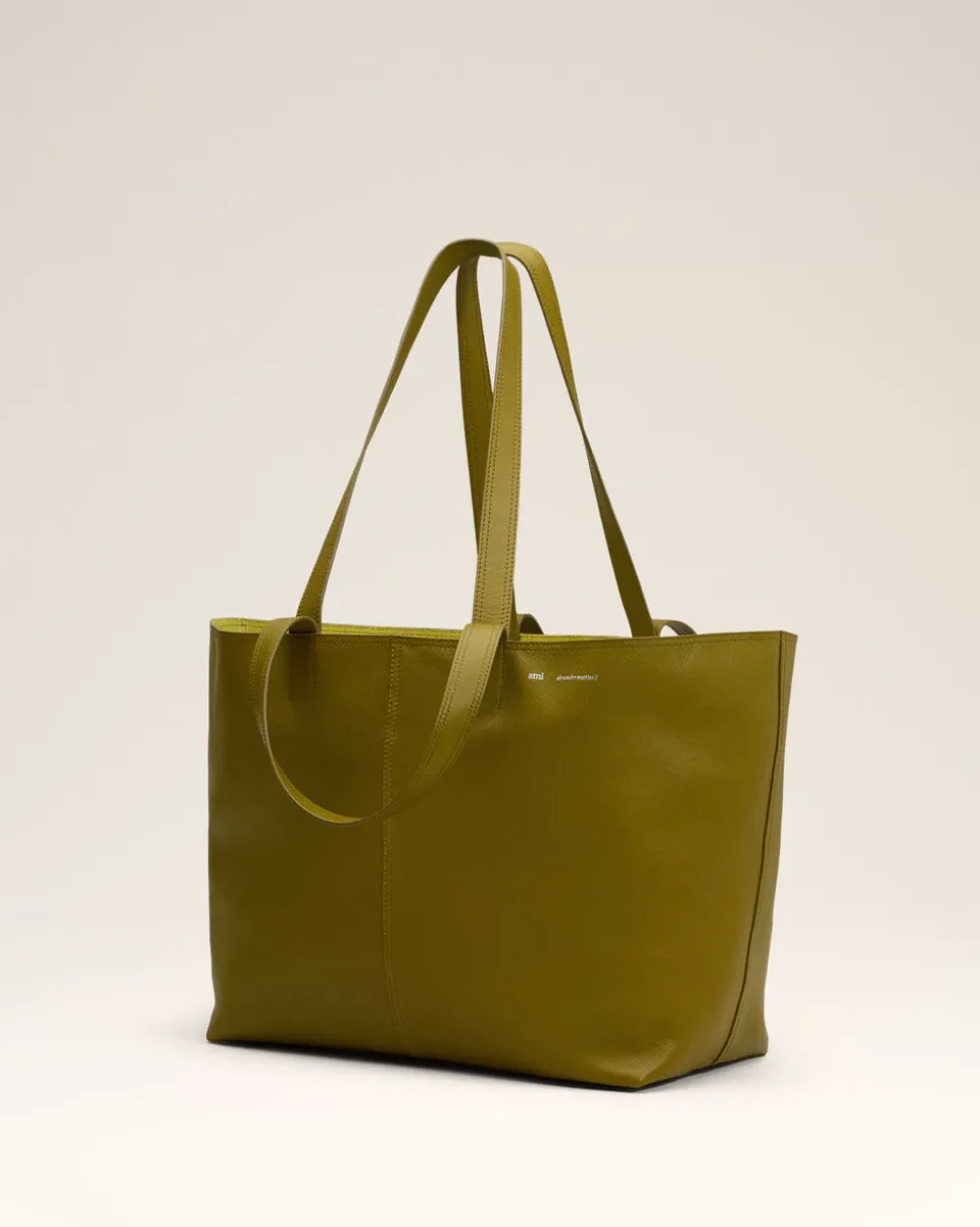 Cabas Midi Kaki En Cuir