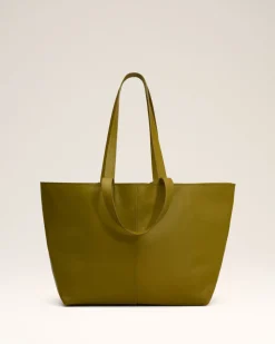 Cabas Midi Kaki En Cuir