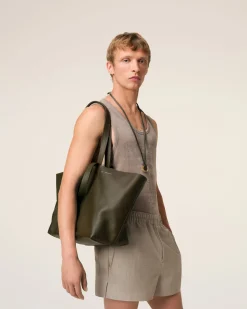 Cabas Midi Vert En Cuir