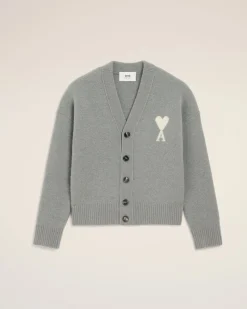 Cardigan Gris Ami De Coeur En Maille Alpaga