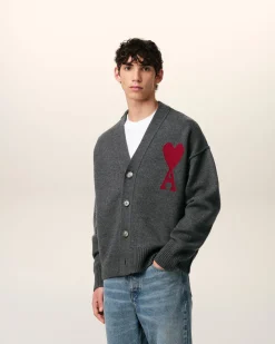 Cardigan Gris Ami de Coeur En Laine