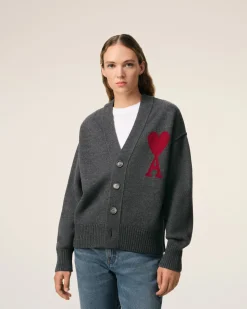 Cardigan Gris Ami de Coeur En Laine
