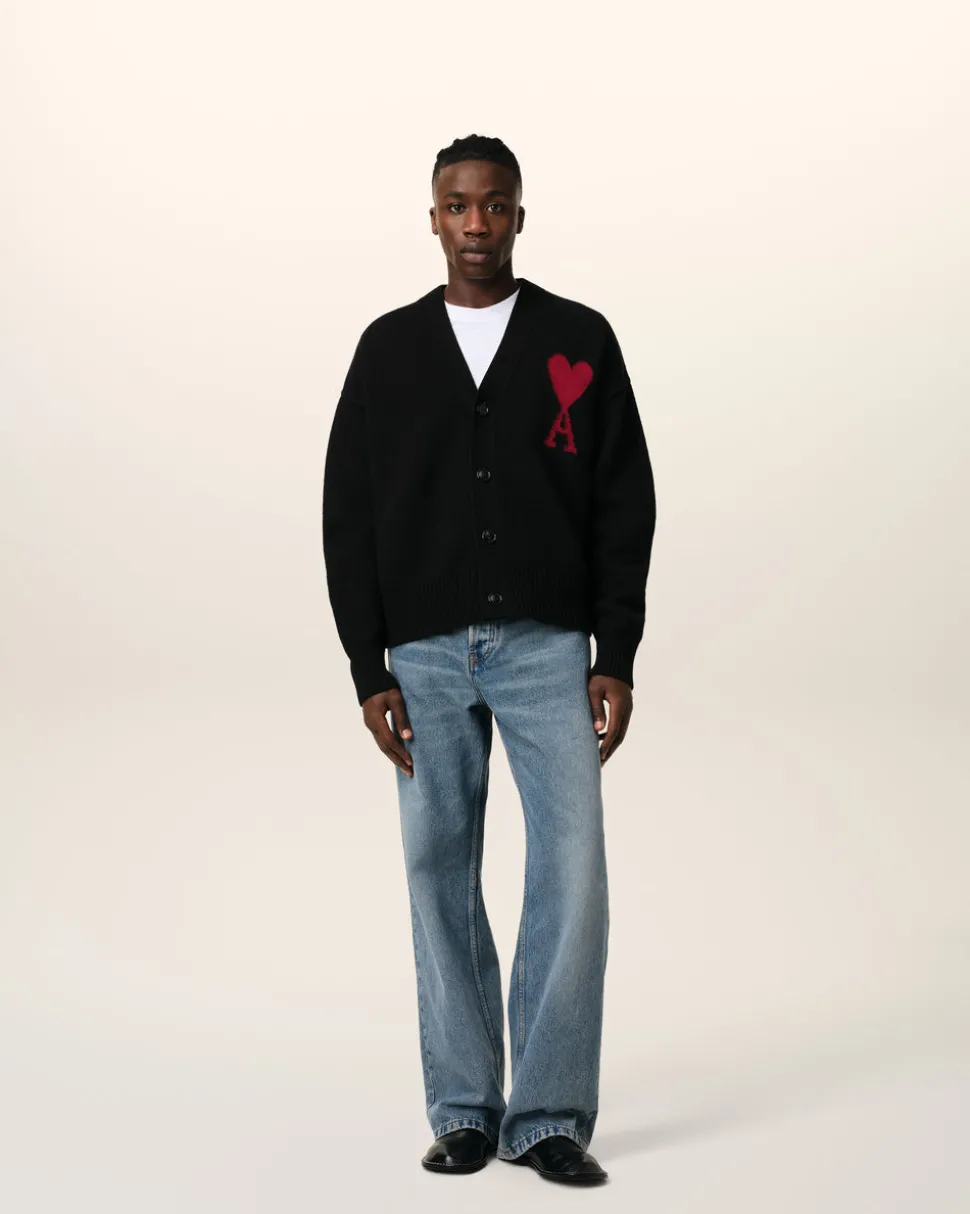 Cardigan Noir Ami de Coeur En Laine