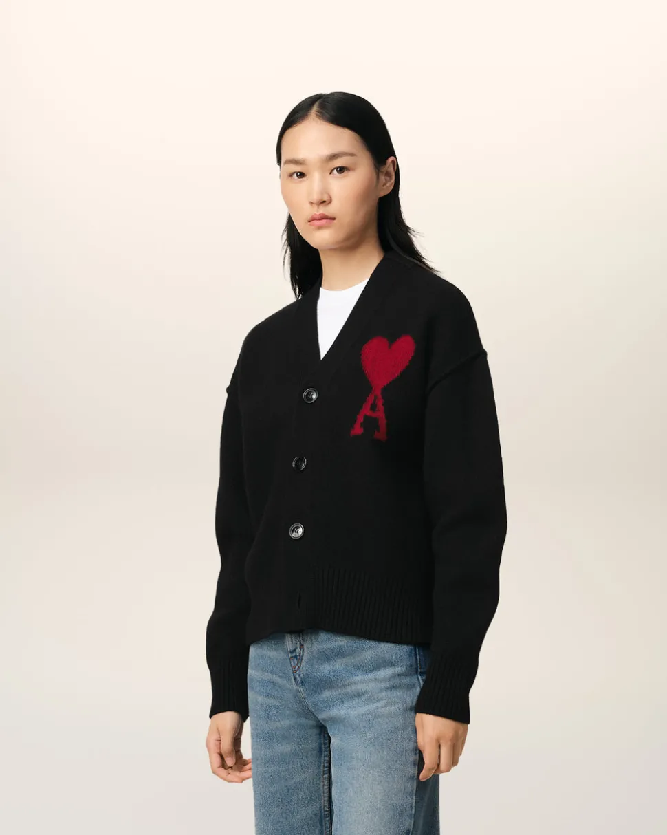 Cardigan Noir Ami de Coeur En Laine