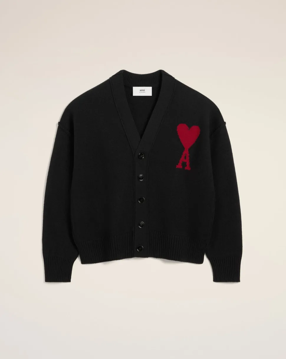 Cardigan Noir Ami de Coeur En Laine