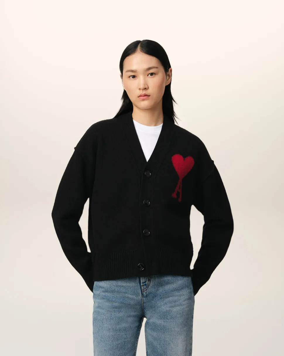 Cardigan Noir Ami de Coeur En Laine