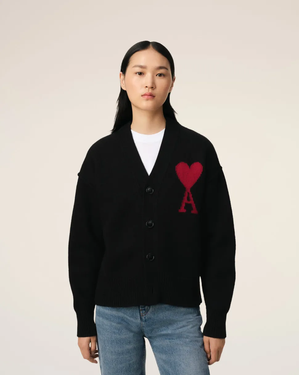 Cardigan Noir Ami de Coeur En Laine