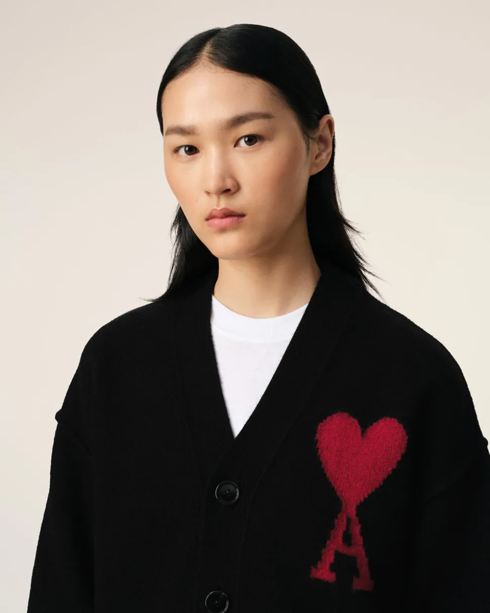 Cardigan Noir Ami de Coeur En Laine