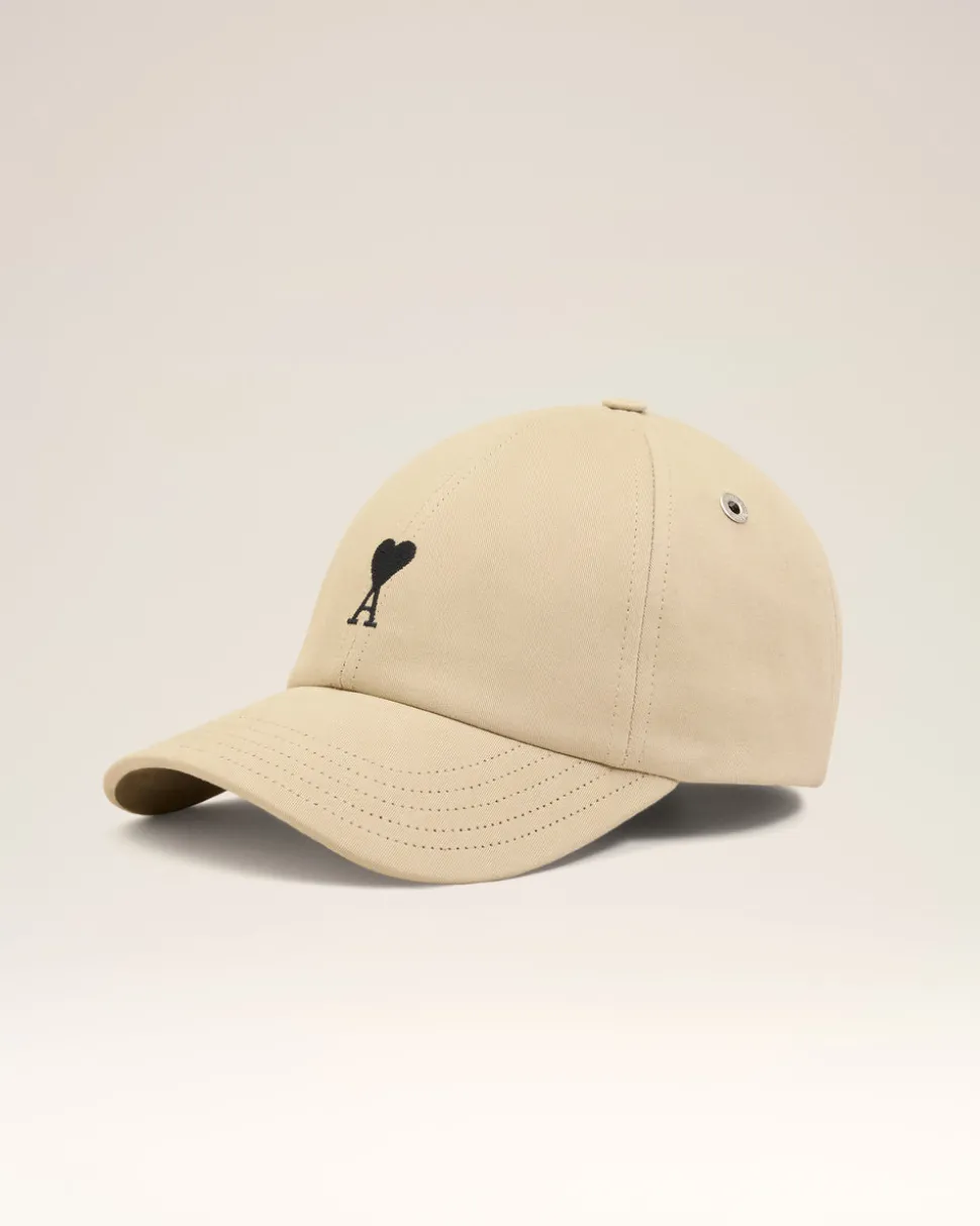 Casquette Beige Broderie Ami De Coeur Noir En Gabardine De Coton