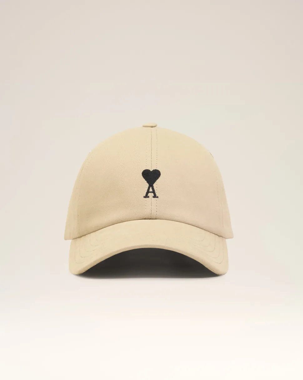 Casquette Beige Broderie Ami De Coeur Noir En Gabardine De Coton